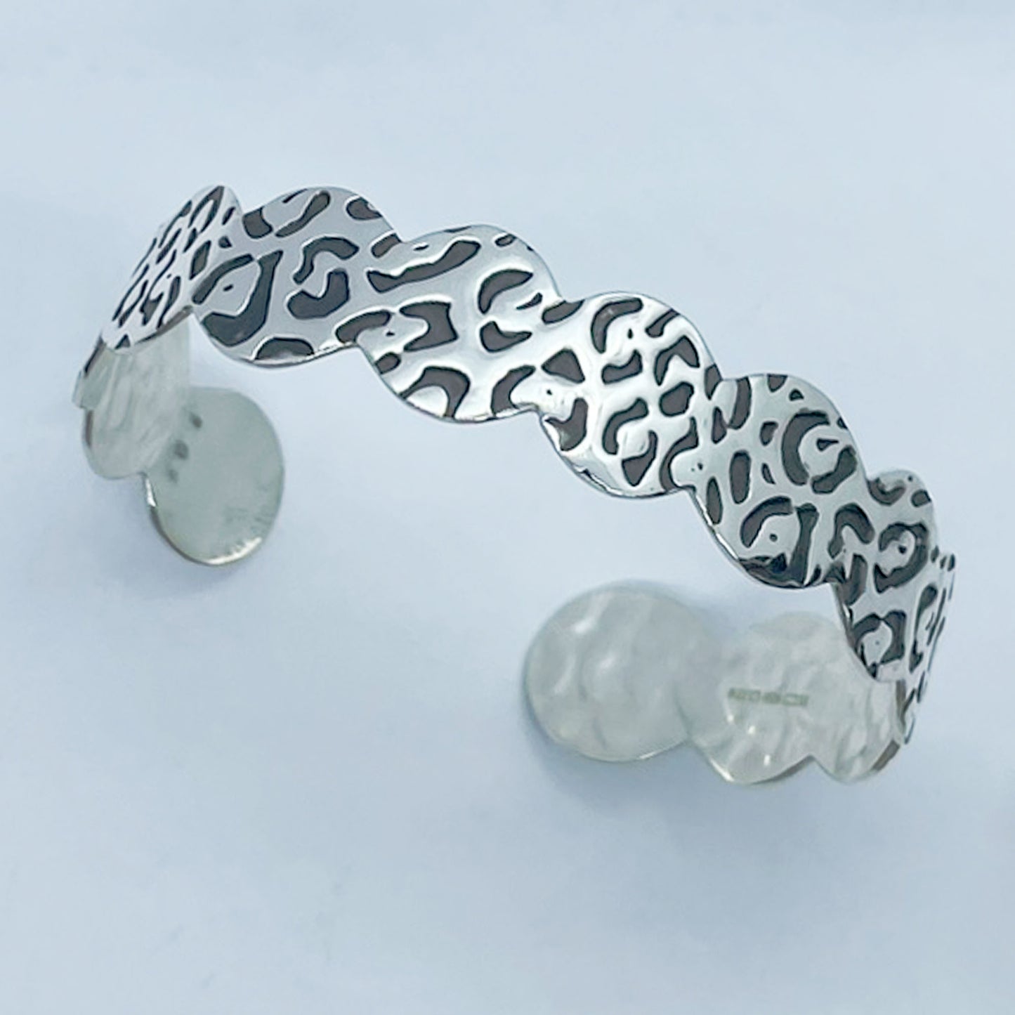 leopard print 15mm bubble cuff sterling silver