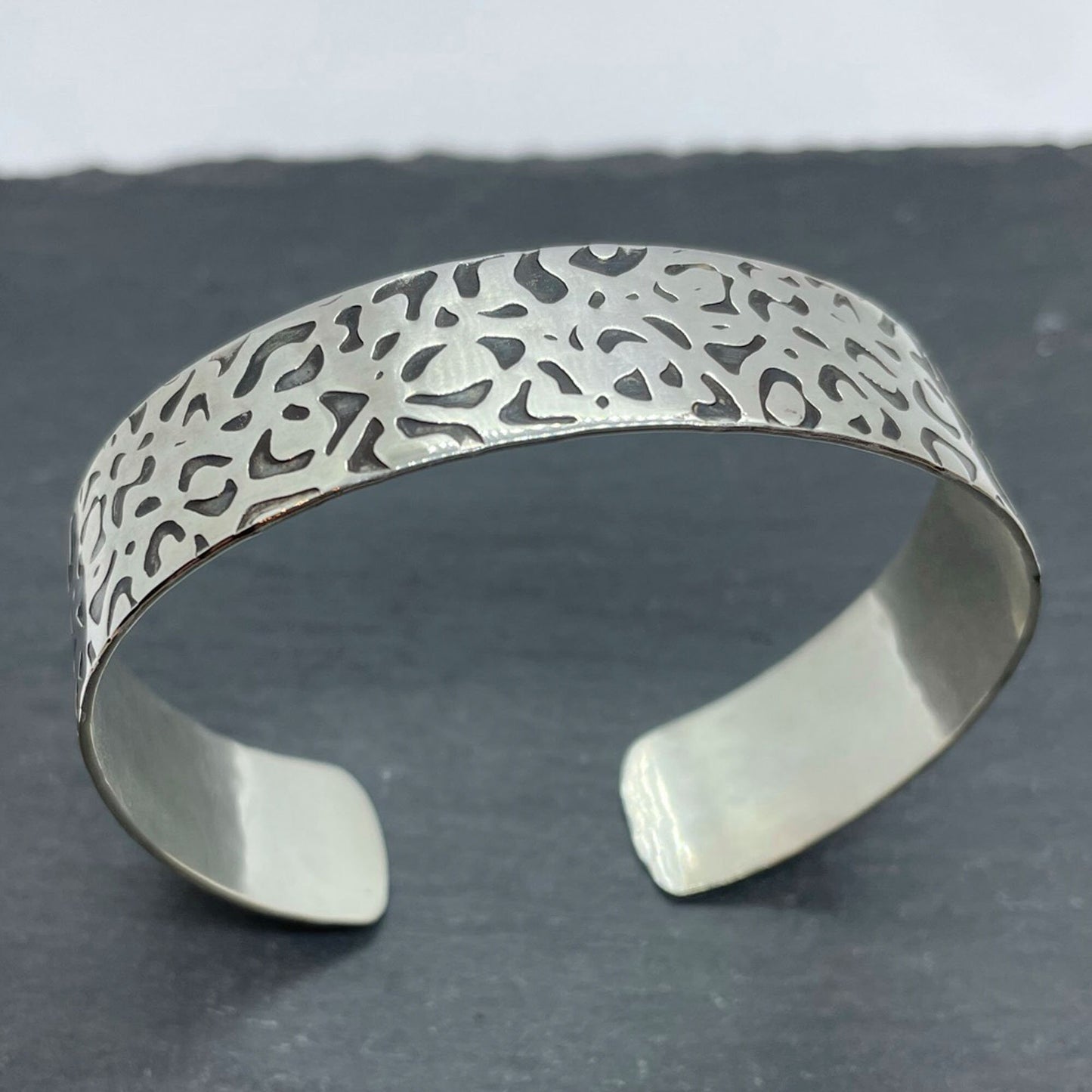 leopard print 15mm cuff sterling silver