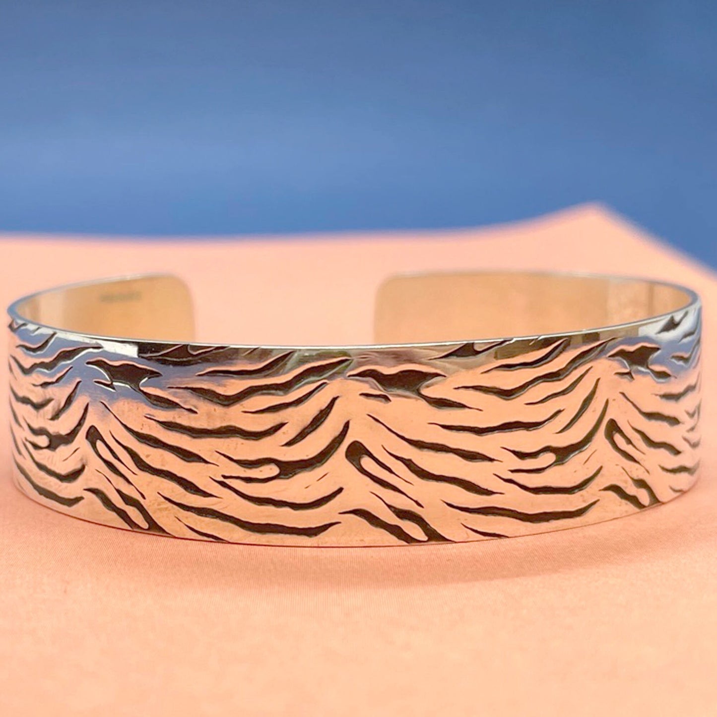 Tiger print 15mm cuff sterling silver