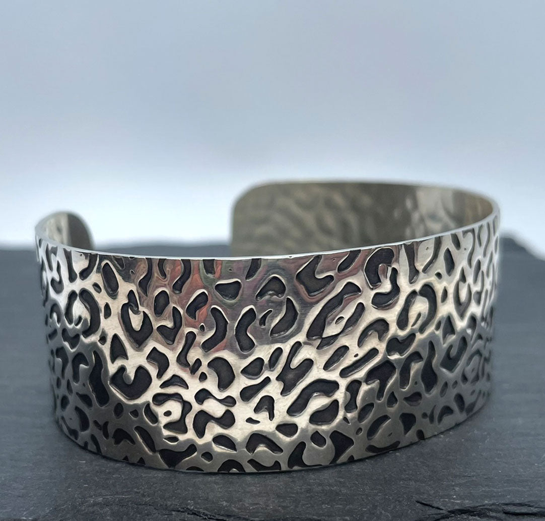 leopard print 25mm cuff sterling silver